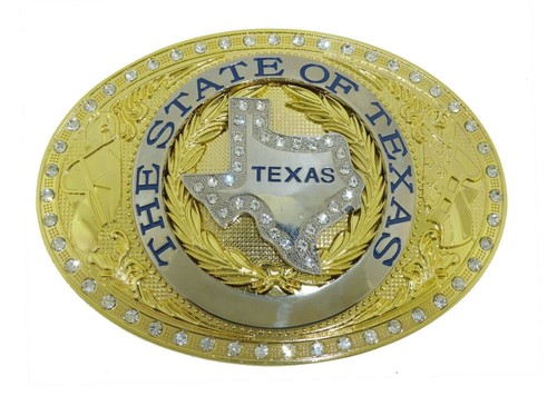Vintage State Texas USA Belt Buckle Men Gold Metal Western Cowboy Really Rodeo - Picture 6 of 9