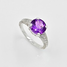 10 MM Natural Amethyst Gems 925 Sterling Silver February Birthstone Wedding Ring