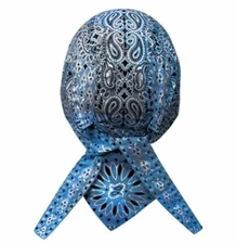 Blue White Paisley Headwrap Bandanna Sweatband Durag Capsmith Free Shipping