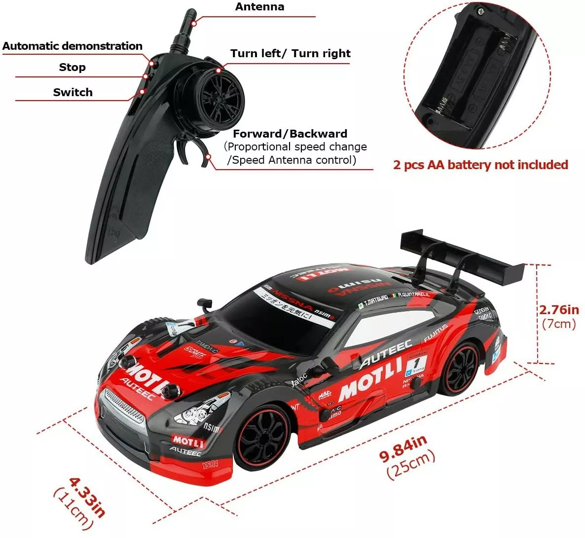 Carrinho de Controle Remoto GTR Lexus Drift 4WD Original - Frete