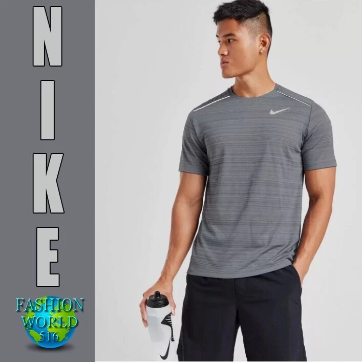 Nike Dri-FIT Miler Short Sleeve Running Top Men's Size Medium AJ7565 085 Gray