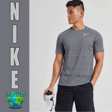 Nike Dri-FIT Miler Short Sleeve Running Top Men's Size Medium AJ7565 085 Gray