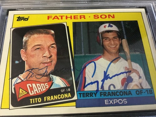 1985 TOPPS 134 TITO & TERRY FRANCONA FATHER SON DUAL SIGNED PSA/DNA AUTO - Bild 3 von 3