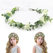 MEMOVAN Flower Crown Bridal Flower Head Crown Bridal Green Leaf Crown Whtie