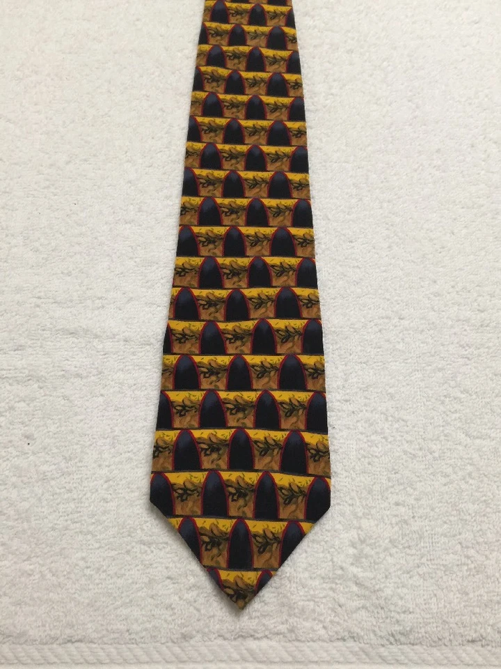 JOS. A. BANK MENS TIE YELLOW W DARK TUNNELS 3.75 X 59 - Image 2 of 4