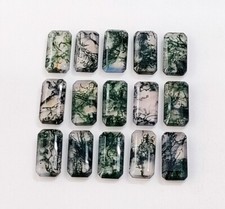  WHOLESALE NATURAL MOSS AGATE FACETED OCTAGON SHAPE LOOSE GEMSTONE