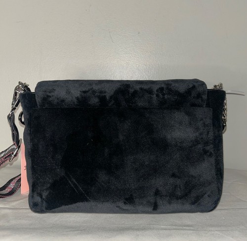 NEW! NWT JUICY COUTURE Velour All That Glitter Flap Crossbody Bag Black - Picture 5 of 9