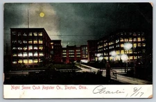 Vintage Postcard OH Dayton Night Scene Cash Register Co Moon 1908 -*5883