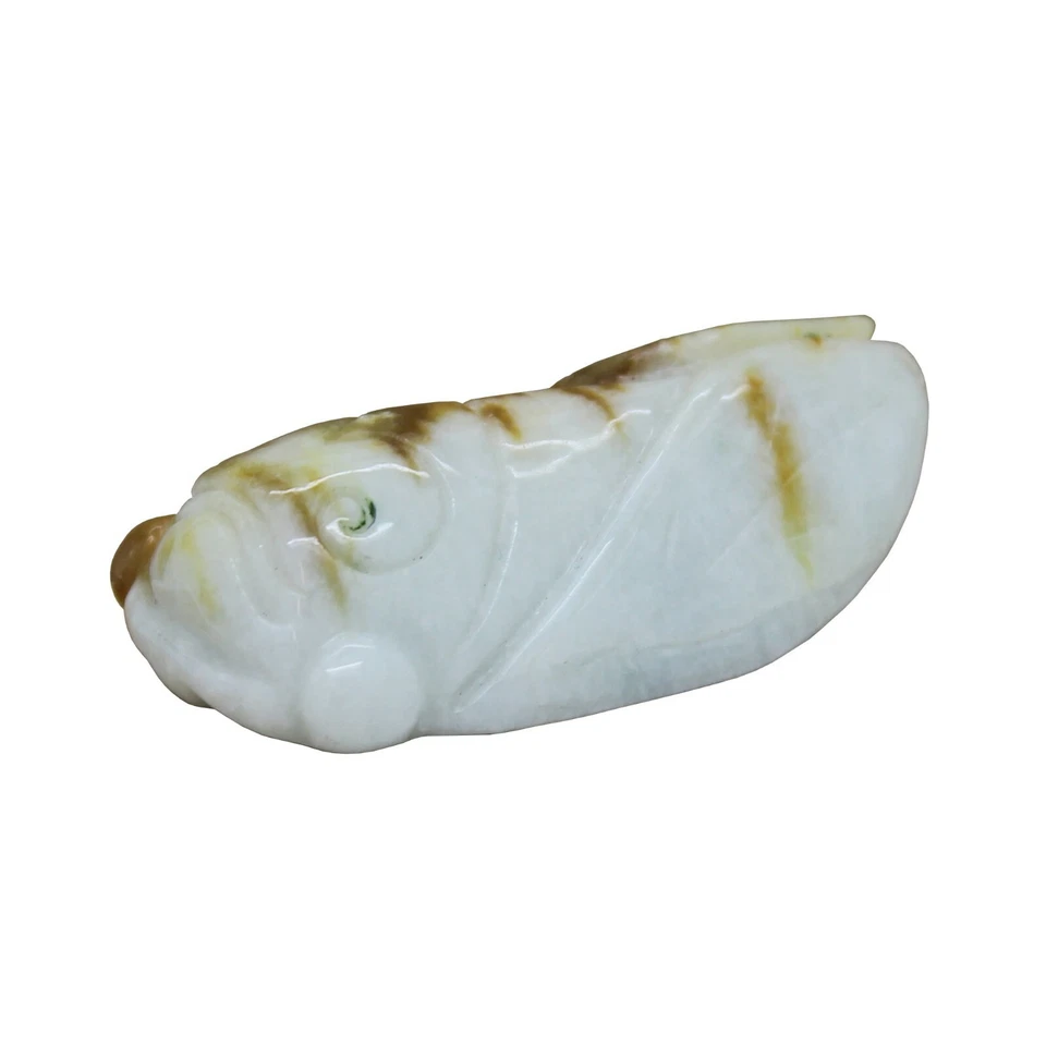 Натуральный белый и коричневый Cicada Zen орнамент фигурка нефрит подвеска n480 - Изображение 4 из 4