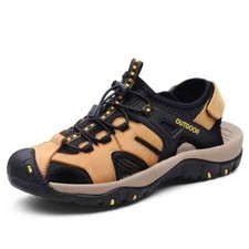 Men's Leather Sandals Summer Breathable Beach Shoes Outdoor Sandals Hiking Boots