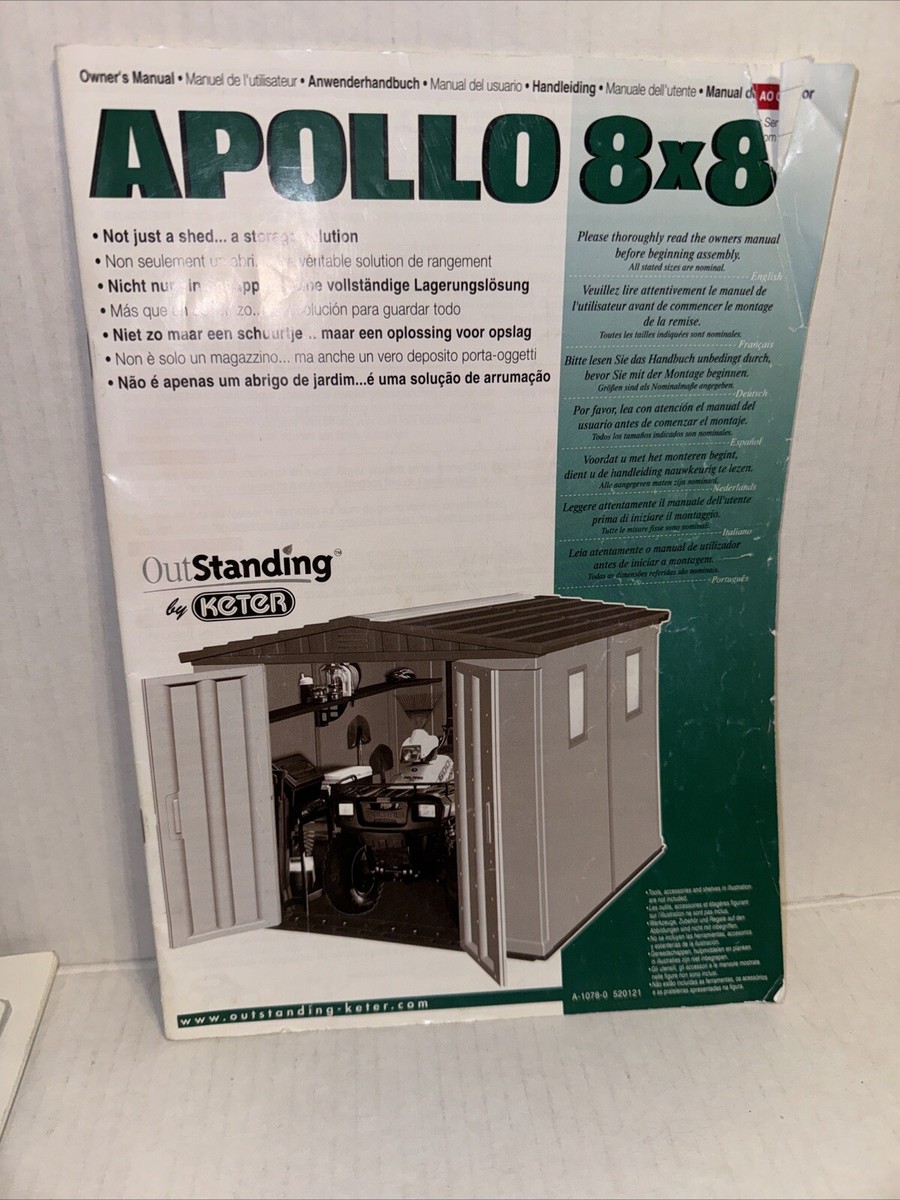 APOLLO SHED 8x8 OWNERS MANUAL W/ ILLUSTRATIONS Oustanding by Keter