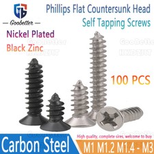 Phillips Flat Countersunk Head M1 - M3 Wood Screws Self Tapping Screws 100pcs