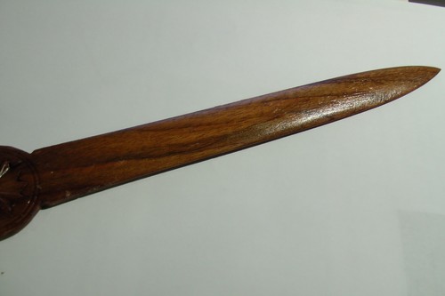 vintage wooden letter opener carving floral flowers 29.5cm long - Picture 5 of 5