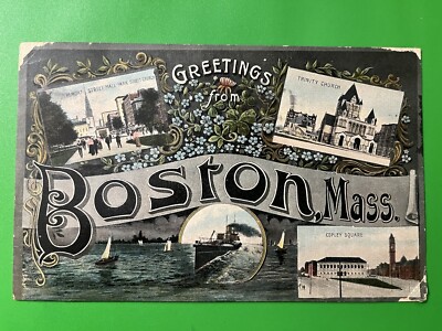 Greetings from Boston, Mass. Postcard ~ MA Massachusetts ~ Multiple Views Scenes