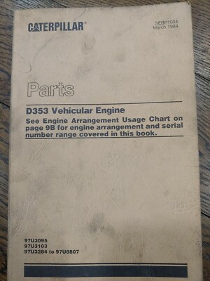 CAT Caterpillar D353 Truck Engine Parts Manual Book Catalog vehicular spare list