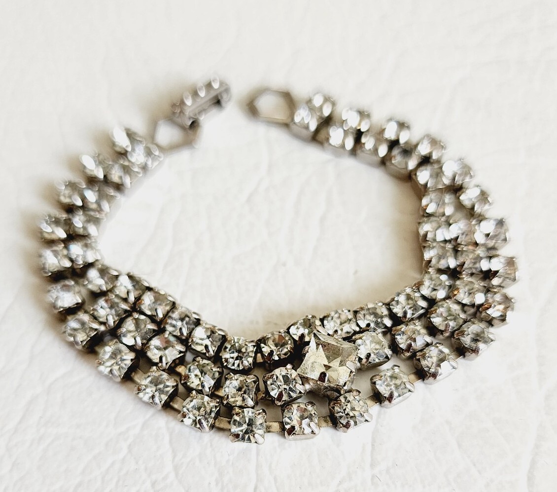 Unsigned KRAMER Vintage Multi Strand Crystal Diam… - image 1