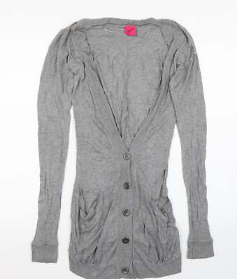 George Damen grau V-Ausschnitt Baumwollmischung Cardigan Größe 10
