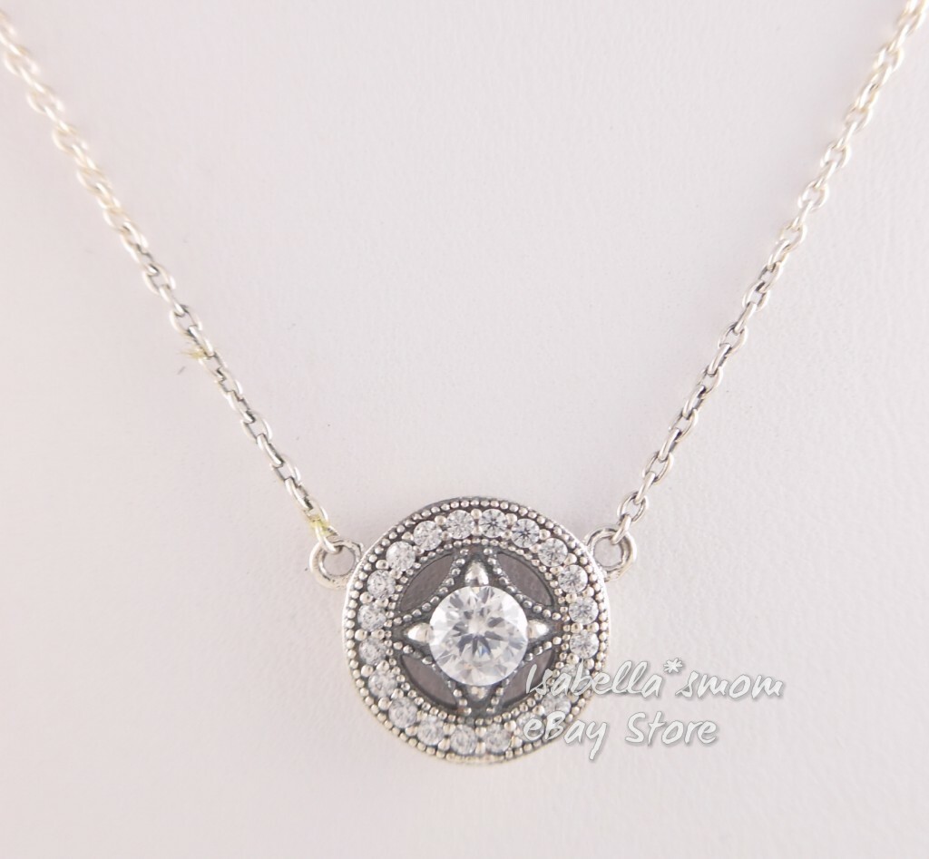 VINTAGE ALLURE Authentic PANDORA Silver ZIRCONIA Necklace 590523CZ