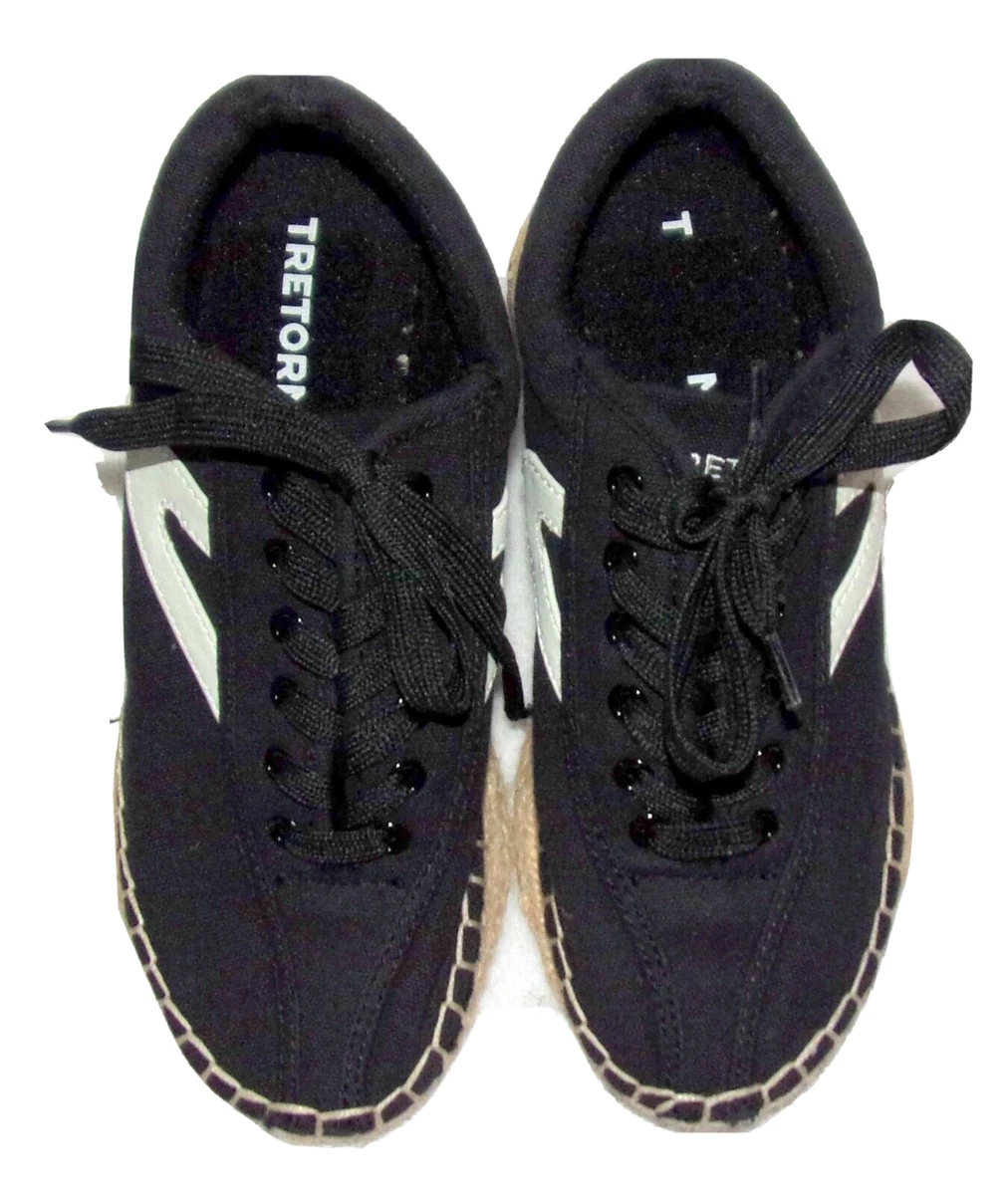 NEW TRETORN NAVE BLACK CANVAS LOW WEDGE SNEAKERS 5 M eBay