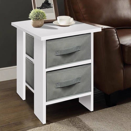 2PCS Bedside Table Drawer Cabinet End Side Bedroom Furniture Storage Nightstand - Picture 2 of 6