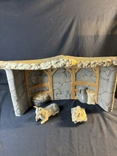 Vintage 1985 Byron Molds Nativity Manger W/ Baby Jesus Crib And Donkey