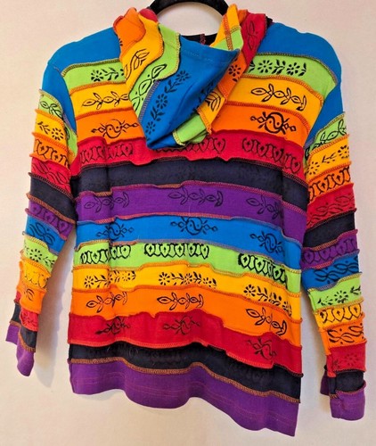 Rising International NEPAL Children's MULTI COLOR Stripe COTTON HOODIE Jacket - Picture 2 of 3