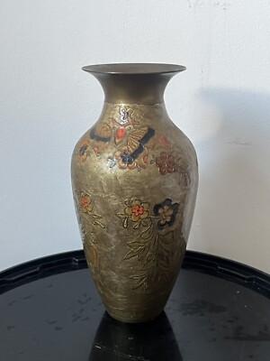 VINTAGE MESSING EMAILLE CLOISONNE Baum BLUMENVASE