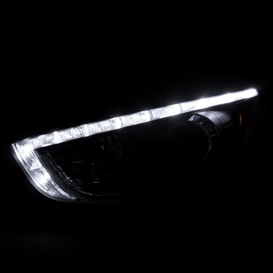 Black Projector Headlights Fits 2010-2013 Hyundai Tucson LED Strip Headlamps L+R - Изображение 3 из 4