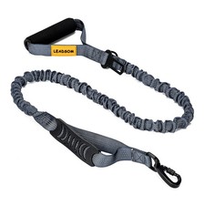 6FT Reflective Heavy Duty Elastic Bungee Dog Leash Shock Absorbing Grey