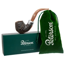 Peterson Pipes Derry Rusticated 221 Fishtail, 3mm, Bent Billiard Tobacco Pipe