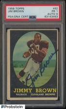 1958 Topps Football #62 Jim Jimmy Brown RC Rookie HOF PSA 1 PSA/DNA 9 AUTO