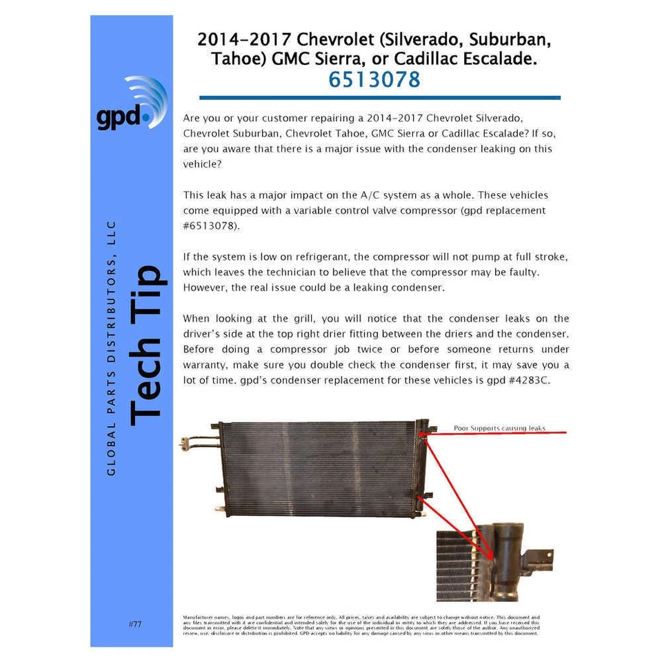 Compresor de aire acondicionado para GMC Sierra 1500 Sierra 1500 2017-2018, Yukon, Yukon XL GLOBAL Foto 2 de 4