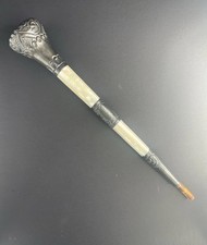 Antique Victorian Sterling Silver and Mother of Pearl Umbrella Parasol Handle