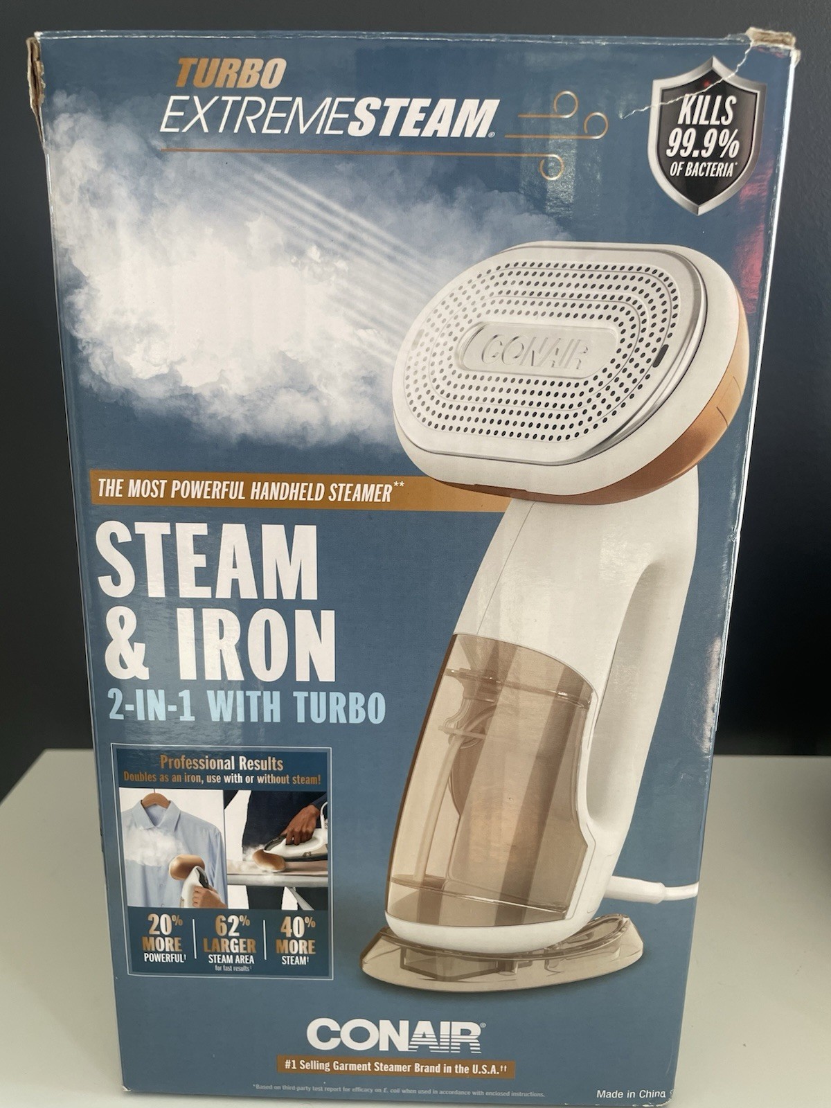 Conair Handheld 2-in-1 Turbo Extreme Steam Garment Steamer and Iron