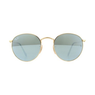 Ray-Ban Sunglasses Round Flat Lenses 3447N 001/30 Gold Gray Flash Mirror 50mm
