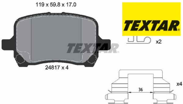 Textar 2481701 Bremsbelagsatz FüR Scheibenbremse Bremsbelagsatz FüR Chevrolet-image