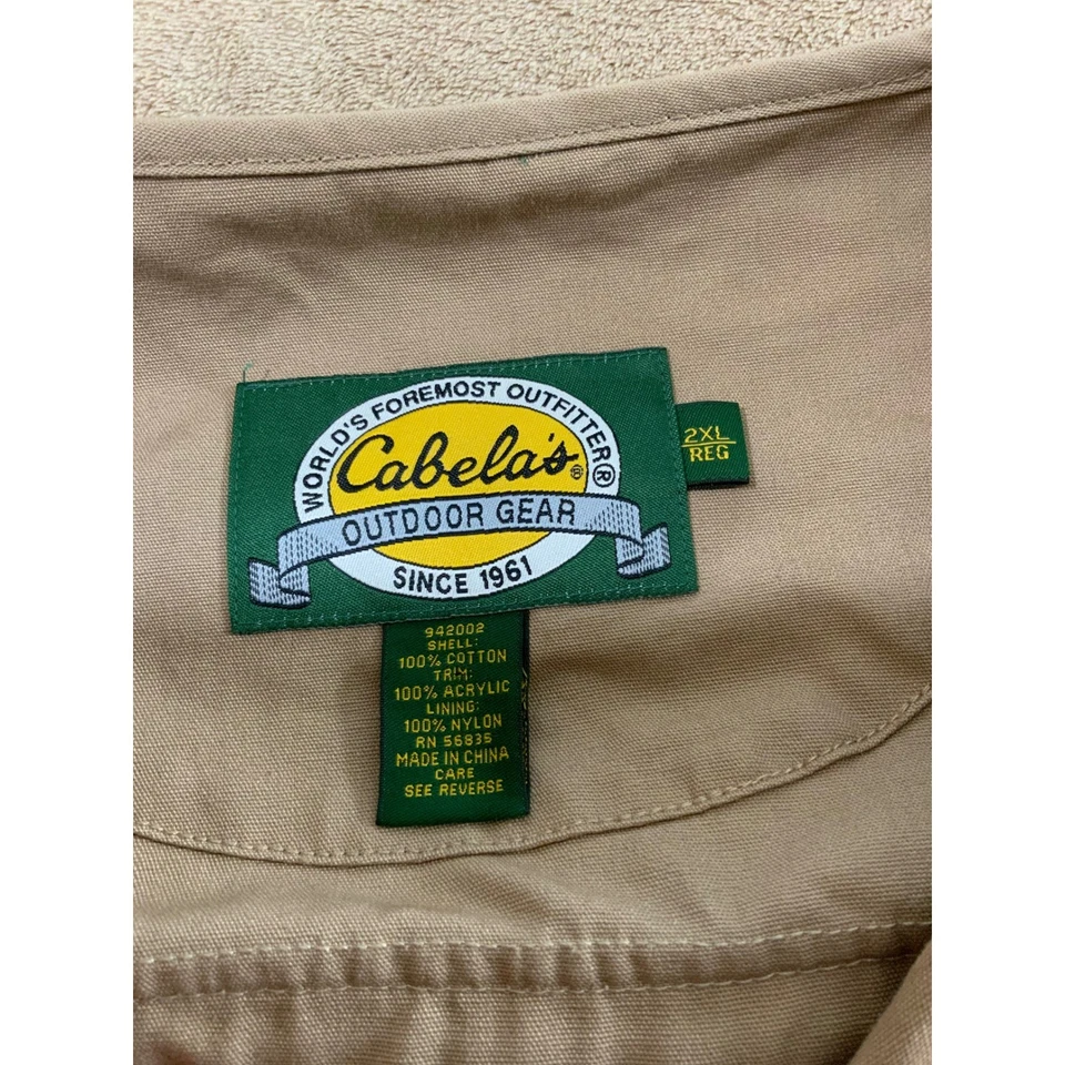 Vintage Cabela's Canvas Vest Men 2XL Beige Orange Tactical Hunting Field Vest - Image 3 of 4