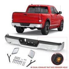 Chrome Rear Step Bumper For 2009-2018 Ram 1500 W Dual Exhaust Wo Sensor Hole
