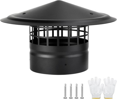 6in Round Chimney Cap Cone Top Screen Galvanized Steel Stove Pipe Cover Vent