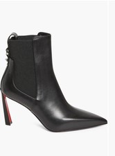 louboutin condodo black leather slip-on booty ankle boots 39 85mm NEW