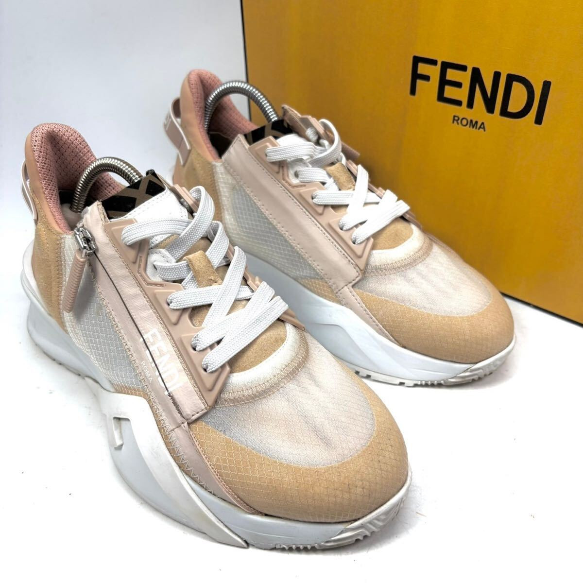 FENDI FLOW Flow Sneakers Zip 36 23cm Women s Shoes Shoes Beige 