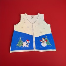 VTG WHITE STAG Ugly Christmas Snowman Knit Vest Size XXL Festive Holidays Party