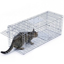 Foldable Live Cat Trap Cage w/Pedal Trigger Humane Feral Cat Trap for Squirrels