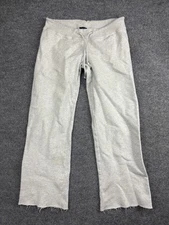 Brandy Melville Sweatpants Womens One Size Gray Drawstring Wide Leg Raw Hem