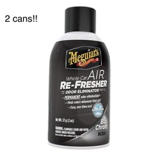 Meguiars Whole Car Air Refresher 2oz Black Chrome Odor Eliminator Aerosol 2ct
