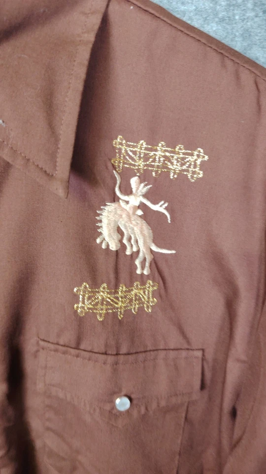 Vtg PJ Western Wear Mareh Pearl Snap Shirt Pockets 70s/80s - Image 3 of 4