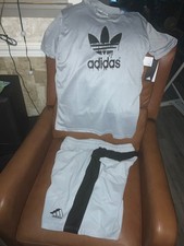 adidas Men's T-shirt & Shorts Gray/Black  2pc Set Size L/XL  New MSRP $70