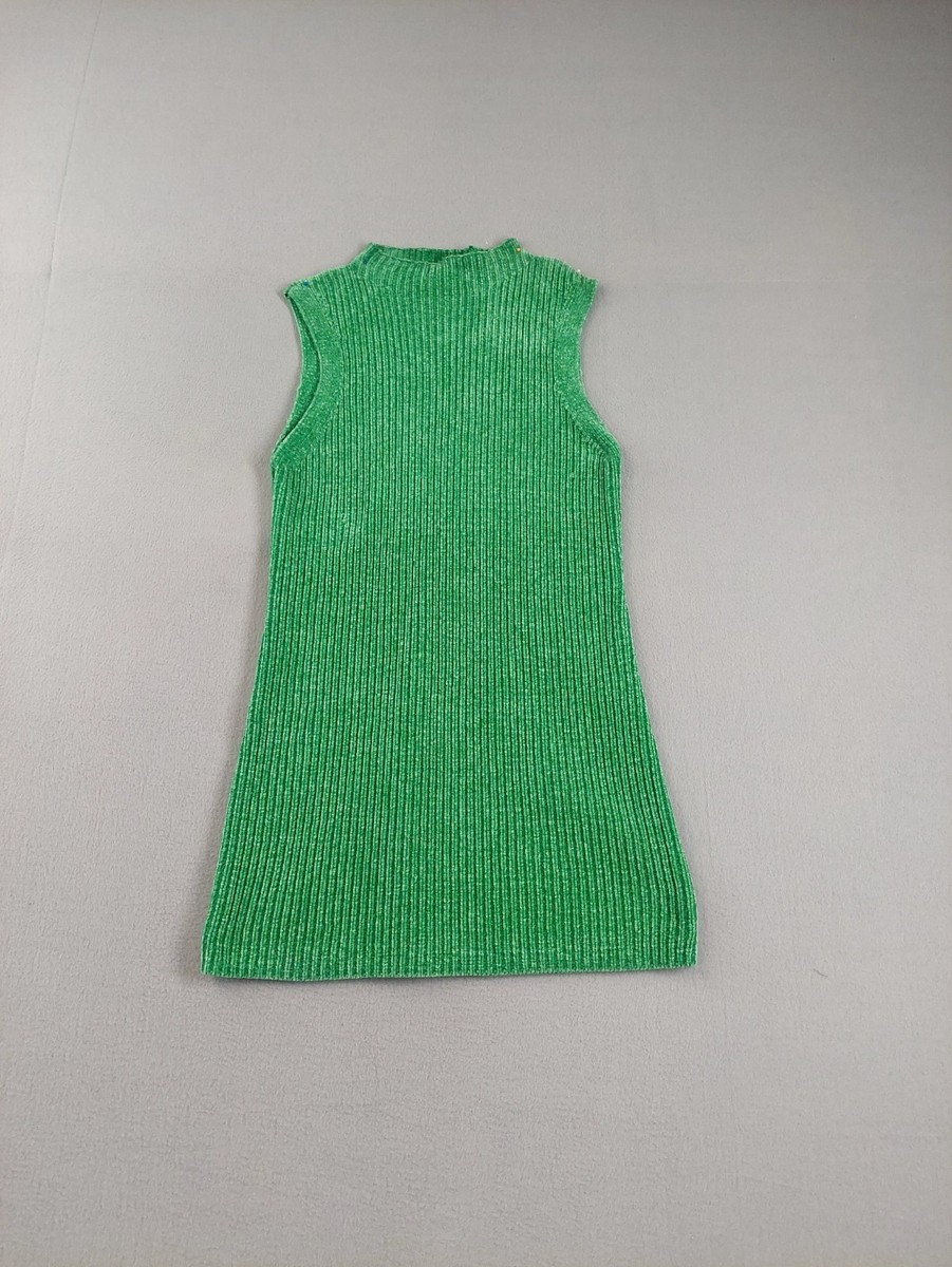 Lovers + Friends Women Sweater Dress S Green Sleeveless Mock Neck Summer Outdoor