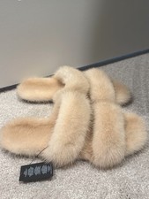 NIB Saint Laurent YSL Mink Slide Sandals size 39.5