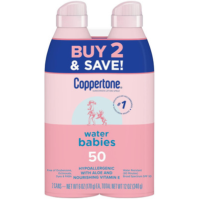 Waterbabies Sunscreen Spray SPF 50, Spray on Sunscreen for Babies, Water Resista